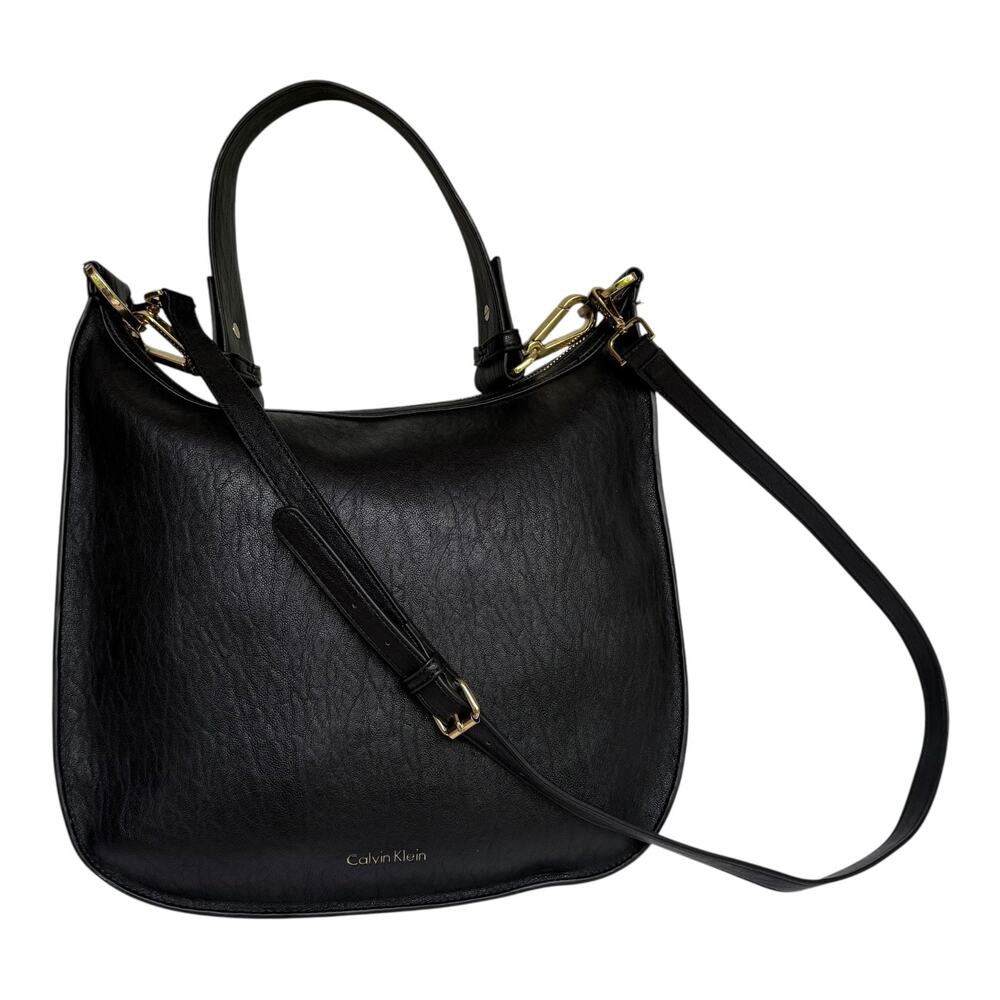 Calvin Klein Crossbody Convertible HANDBAG Black Vegan Leather Shoulder Purse